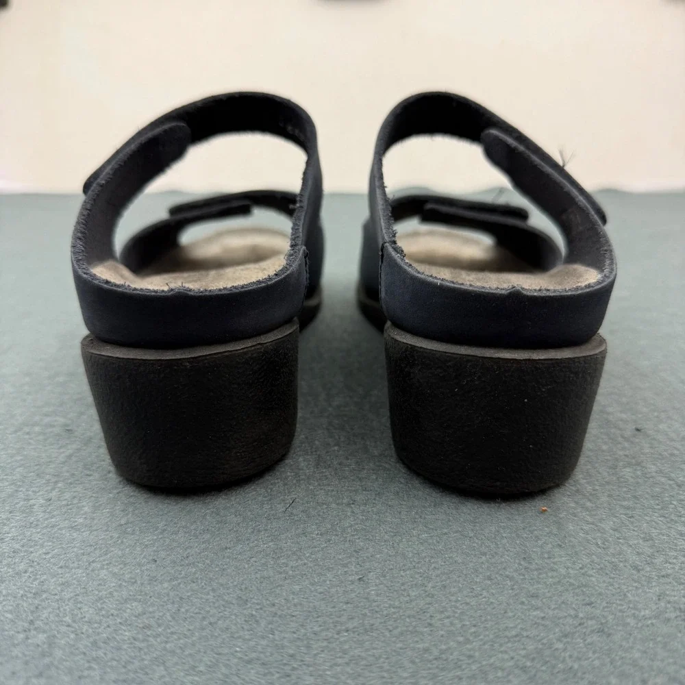 Mephisto Sandals Womens 37‎ (US 6.5) Blue Gray Comfort Adjustable Straps Leather